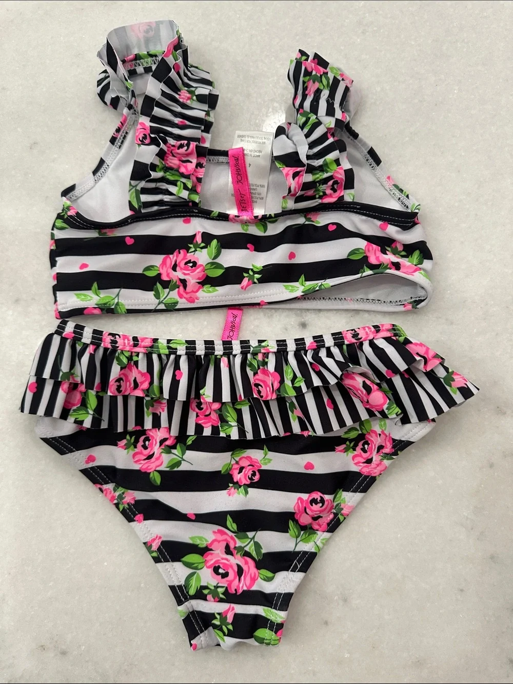 Kids Floral Stripe Two-Piece Swimsuit - Betsey Johnson